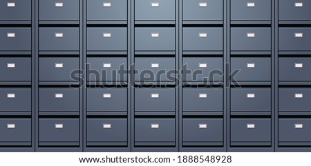 office wall of filing cabinet document data archive storage folders for files business administration concept horizontal vector illustration