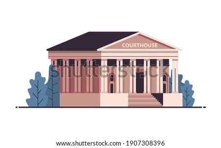 courthouse building exterior legal law advice justice concept horizontal isolated vector illustration