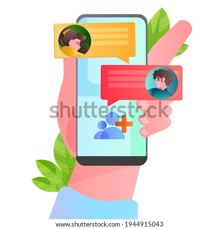 human hand using mobile chatting ap on smartphone screen social media network online communication