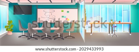 modern coworking area office interior empty no people open space cabinet room with furniture