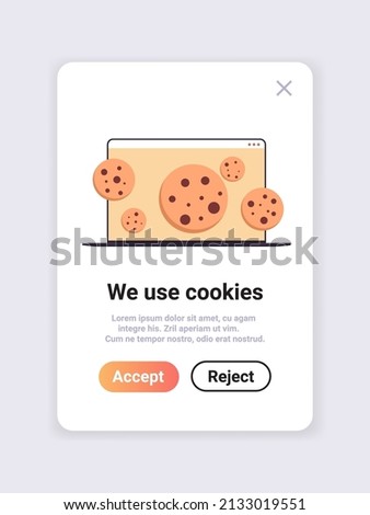protection of personal information internet web pop up we use cookies policy notification on laptop screen