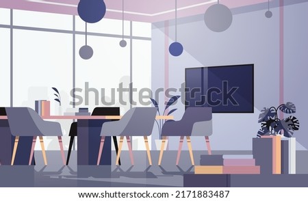 modern coworking area office interior empty no people open space cabinet room with furniture horizontal