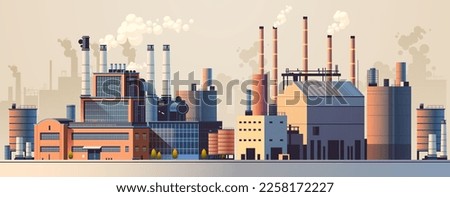 energy generation plant with chimneys electricity production industrial manufacturing building heavy industry factory