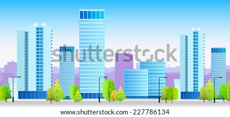 city skylines blue illustration architecture modern building cityscape vector