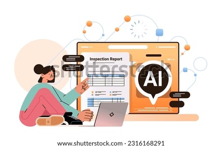 businesswoman with ai helper bot analyzing inspection report quality control production and manufacturing process review
