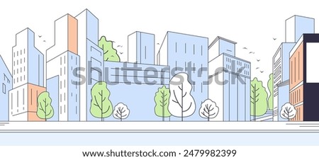 Image, Stock Photo Minimalist modern high-rise building with clear blue sky