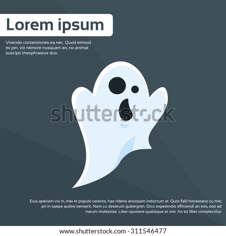 Ghost Cartoon Halloween Character Flat Vector Illustration