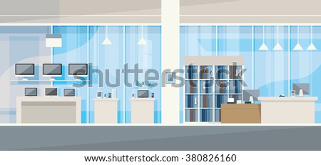 Modern Electronics Store Shop Interior Vector Illustration