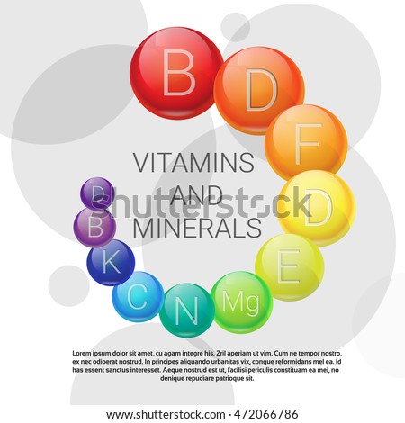 Essential Chemical Elements Nutrient Minerals Vitamins Flat Vector Illustration