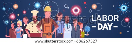 People Group Different Occupation Set, International Labor Day Flat Vector Illustration