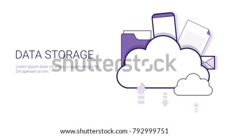 Data Storage Cloud Computing Business Concept Template Web Banner With Copy Space Vector Illustration