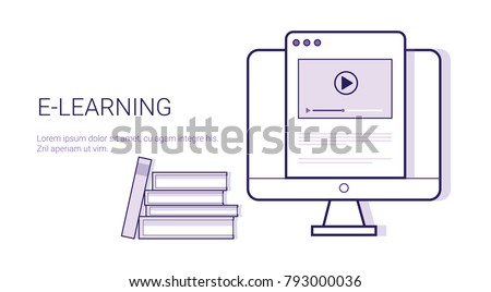 Learing Online Business Concept Elearning Education Template Web Banner With Copy Space Vector Illustration