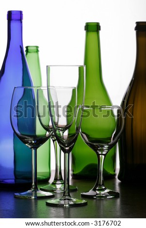 Empty bottles from under wine and beer