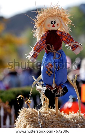 Happy scarecrow at a rural Fall Festival.