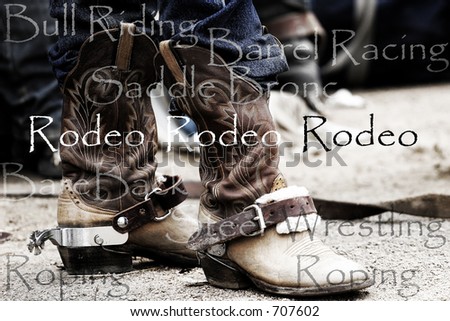 Rodeo cowboy\'s boots with the words \