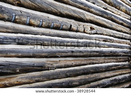 Old wooden exterior wall of an authentic, vintage 19th century home (background, construction, vintage image).