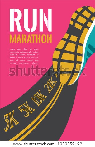 city running marathon. athlete runner feet running on road closeup. illustration vector