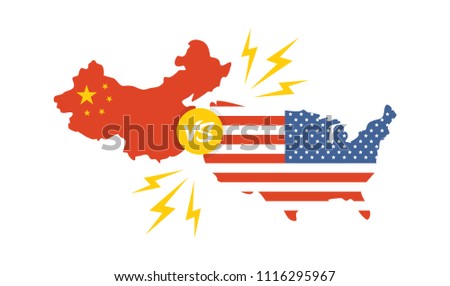 trade war, America China tariff business global exchange international. USA versus China. vector illustration