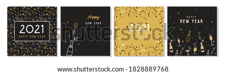 Happy New Year- 2021 . Collection of greeting background designs, New Year, social media promotional content. Vector illustration