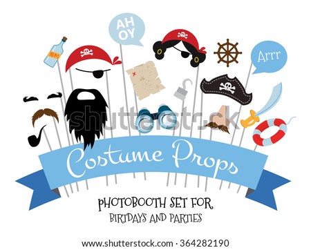 Pirate photo booth props and scrapbooking vector set
