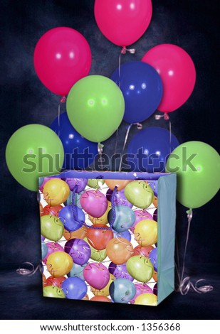 Birthday Balloons and Bag Backdrop (Insert Subject into Bag!) Shallow DoF with balloons out of focal range.