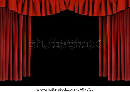 Red Horozontal Draped Theatre Curtains on Black