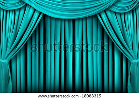 Beautiful Teal Indoor Theater Stage Background With Dramatic Lighting