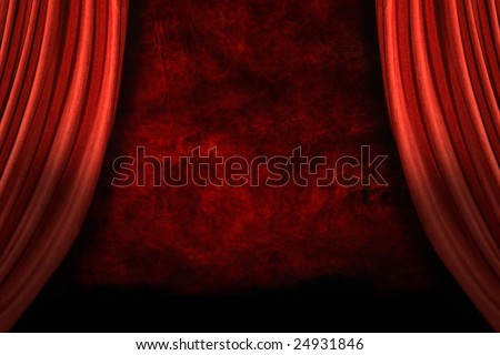 Stage Drapes With Grunge Background and Dramatic Lighting