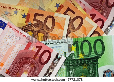 Pile of various Euro money bills