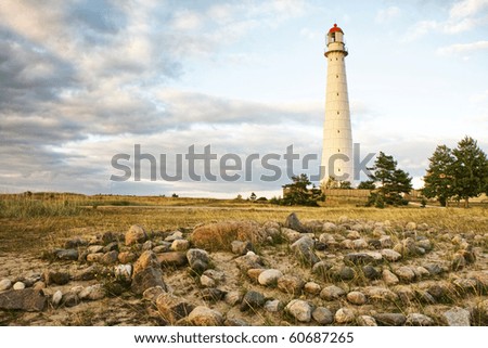 Tahkuna Lighthouse and stone labyrinth on the little island of Hiiumaa, Estonia