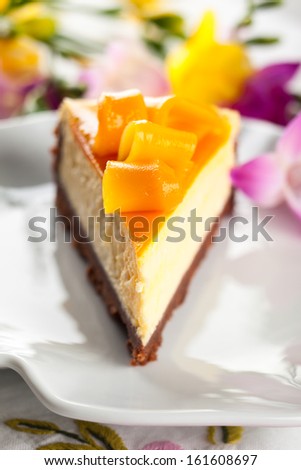 Mango Cheesecake on the plate