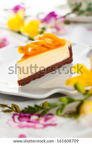 Mango Cheesecake on the plate