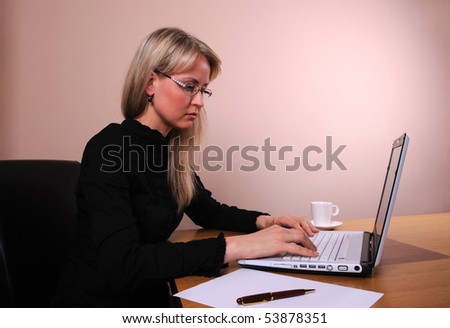 Business woman on small office place
