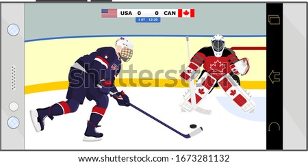 Hockey Match, Attack And Defense, Cartoon Illustrations