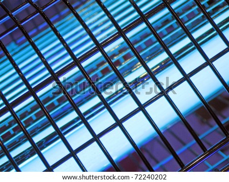 abstract black industrial grid, blue lighting concept