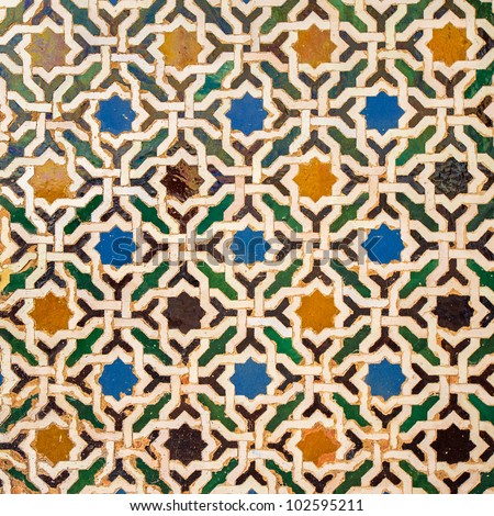 Tile decoration, Alhambra palace, Spain