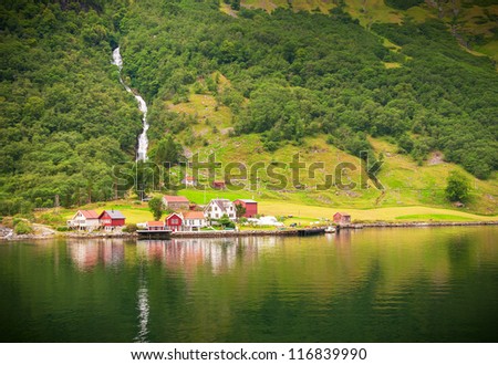 Small village in Naeroyfjord, Norway
