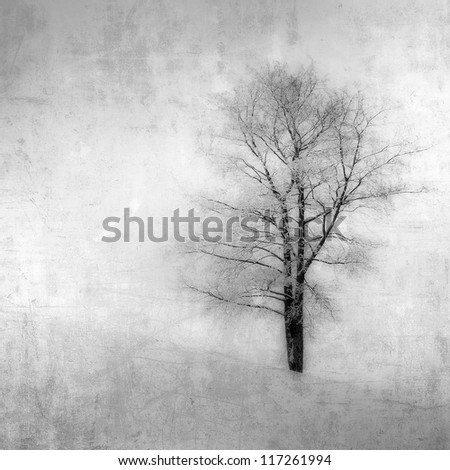 grunge image of a tree over vintage background