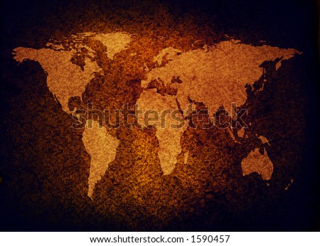 world map over grunge background