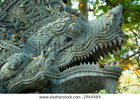 Sculpture of naga ? mythical creature in eastern mythology
