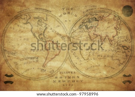 vintage map of the world 1833