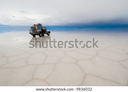 Similar – Image, Stock Photo Terrain vehicle at Salar de uyuni salt flat in Bolivia