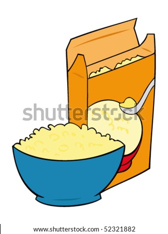 Cornflakes In A Blue Bowl With Cereal Box. Stock Vector Illustration ...