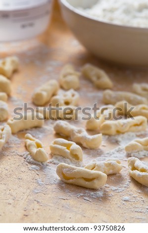 Homemade cavatelli pasta.