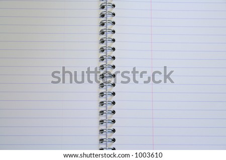 An open booklet with a ring binder.