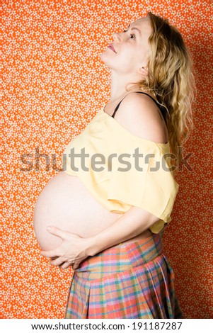 Pregnant woman in profile