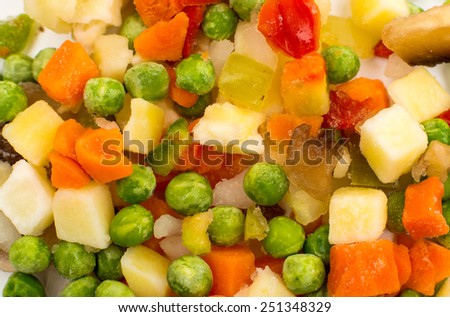 Frozen vegetables for soup