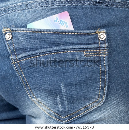 jeans pocket with a discount card