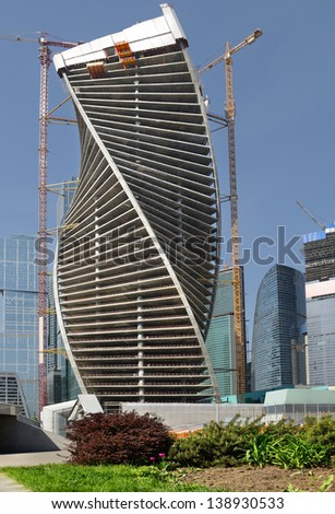 MOSCOW,RUSSIA-APRIL 14:Skyscrapers of the MIBC on April 14,2012 in Moscow, Russia.The total cost of the project is estimated at $12 billion.MIBC is the 100 hectare development area