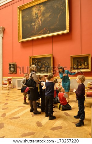 SAINT-PETERSBURG,RUSSIA-JANUARY 22:State Hermitage is museum of art and culture on January 22,2014 in Saint Petersburg,Russia.One of oldest museums in world,it was founded in 1764 by Catherine Great